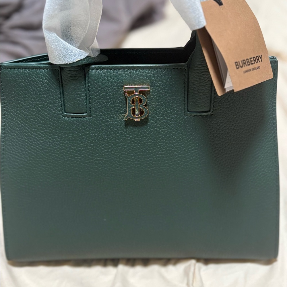 Burberry Forest Green Leather Handbag